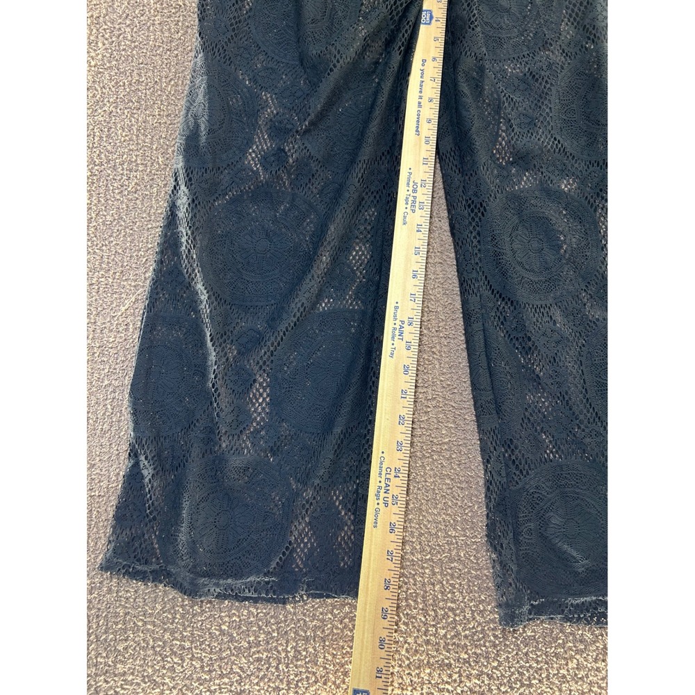 Ashley Stewart Black Floral Lace Wide Leg Pants Plus Size 18/20 Sheer Cover Up - Picture 4 of 7